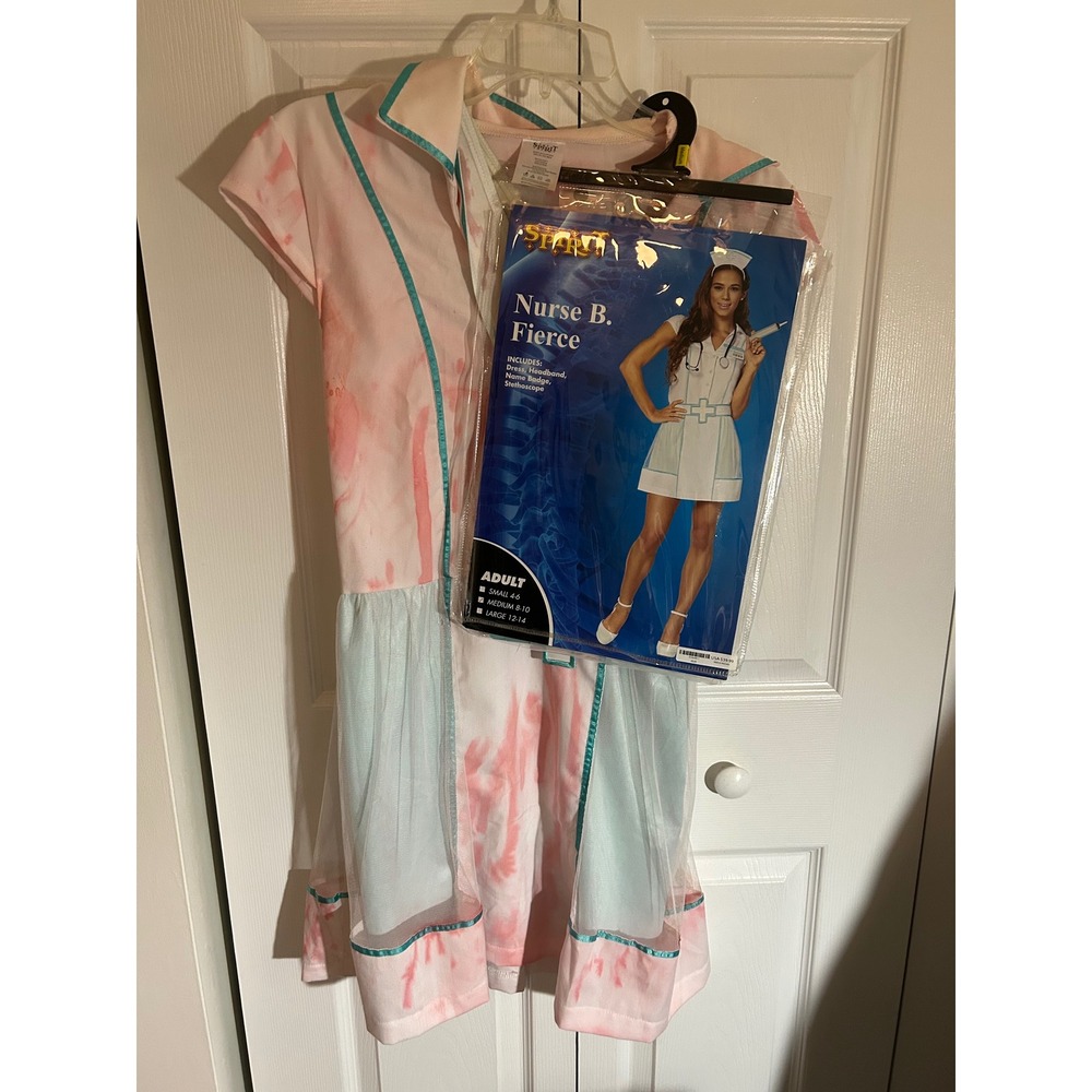 Spirit Halloween Nurse B. Fierce Costume Set Adult Medium Blood Splatter Dress